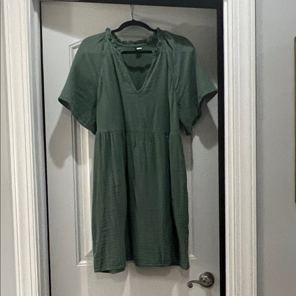 Old Navy gauze dress with ruffle neckline